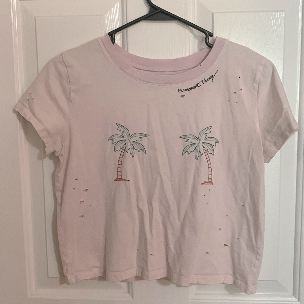 Pink Distressed Shirt from Hollister.